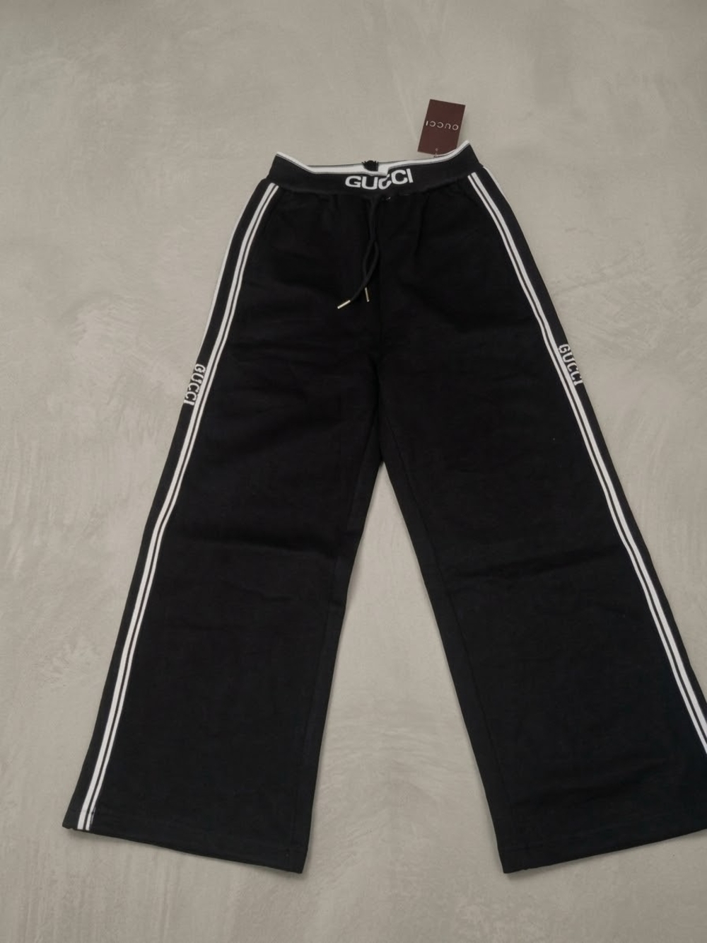Brand NEW Black Wide-Leg pants with White Side Stripes